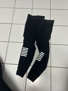 Rapha Pro Black Cycling Leg Warmers with White Knee Stripes
